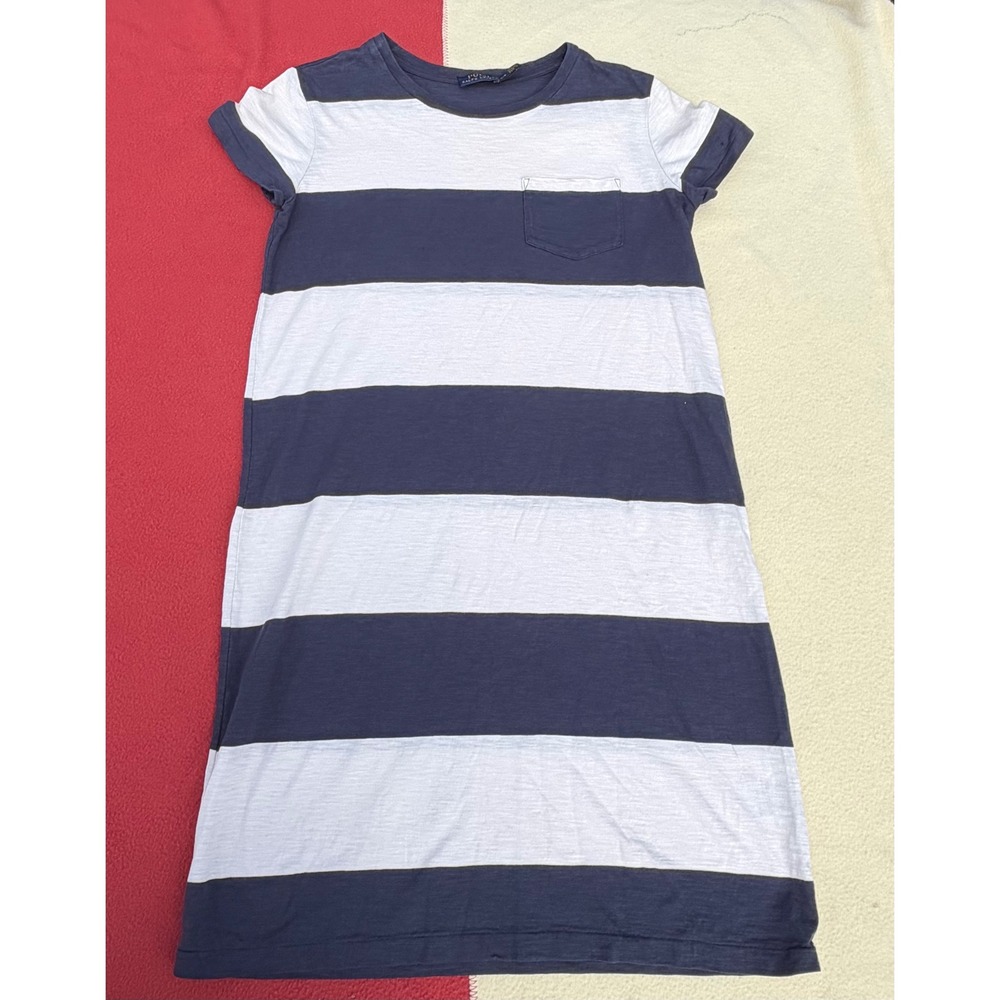 Polo Ralph Lauren Navy White Striped T-Shirt Dress Short Sleeve Pocket Small